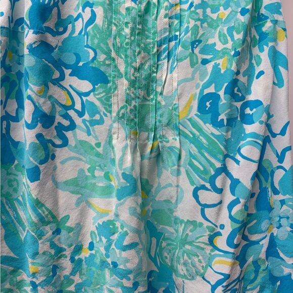 Lilly Pulitzer Sleeveless Silk Blouse Blue & White Size XXS - Picture 4 of 6